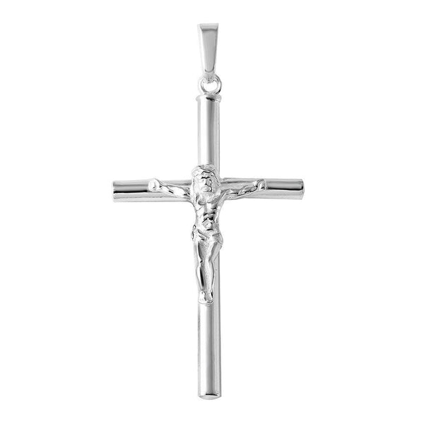 Silver 925 High Polished Cylinder Cross Pendant - SOP00078 | Silver Palace Inc.
