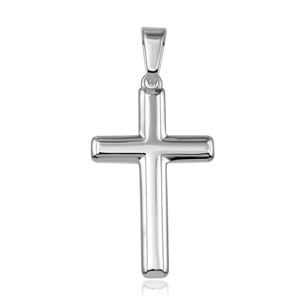 Silver 925 High Polished Plain Cross Pendant - SOP00109 | Silver Palace Inc.