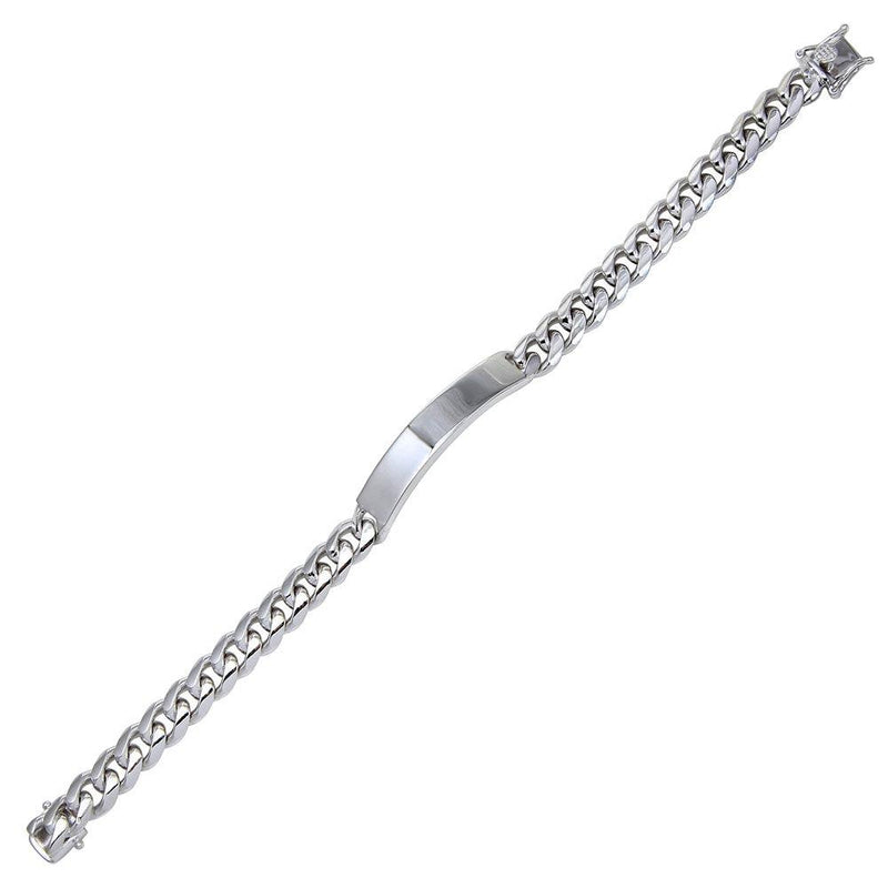 Silver 925 Rhodium Plated Miami Cuban Link ID Bracelet 8mm