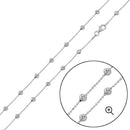 Rhodium Plated Alternating Wave Design Diamond Cut Bead 004 Chains 3.8mm - CH100 RH | Silver Palace Inc.