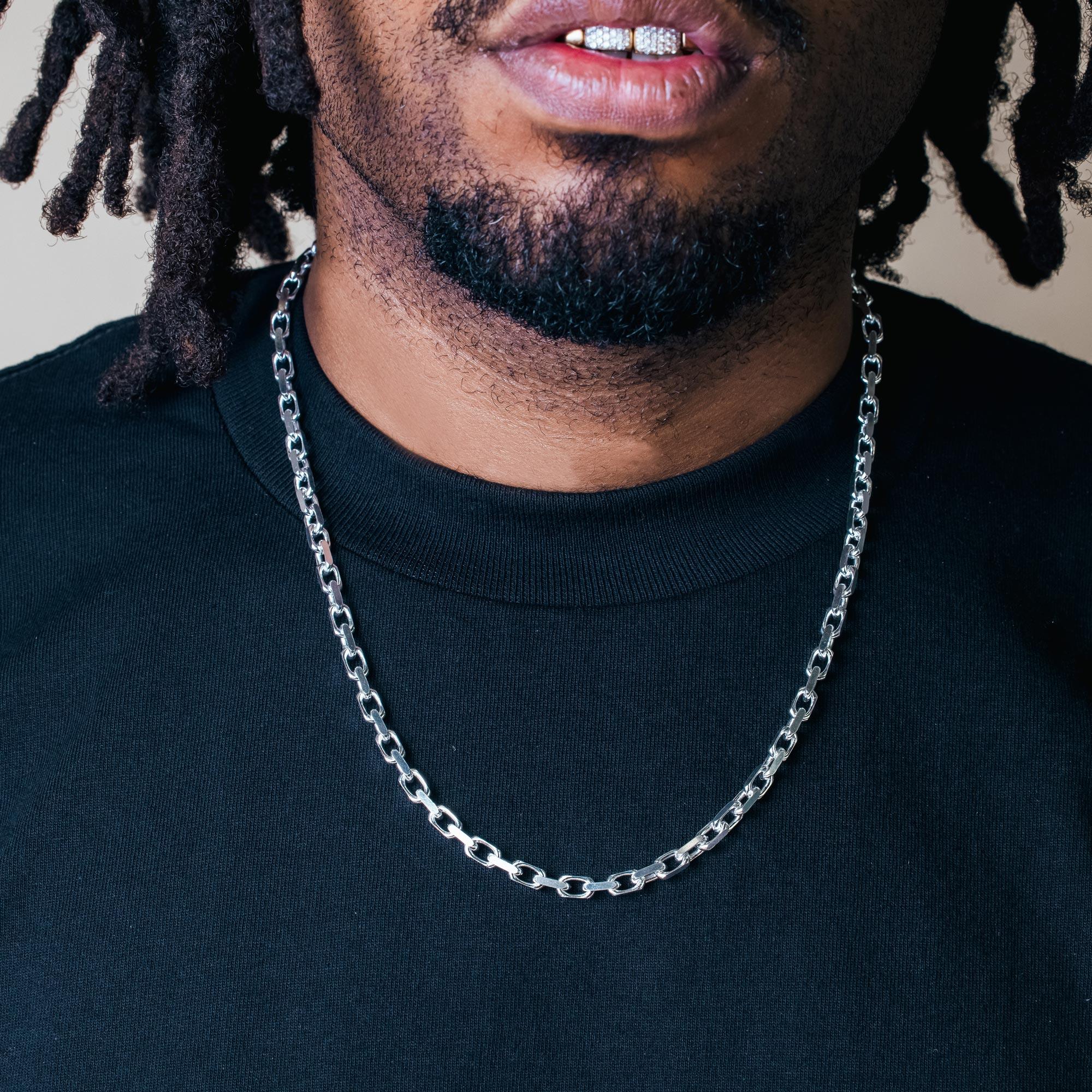 925 Sterling Silver Diamond Cut Forzatina Link 160 Chain 4.3mm - CH19-160