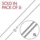 Rhodium Plated 925 Sterling Silver Box 012 Chains 0.7mm (Pk of 6) - CH202 RH