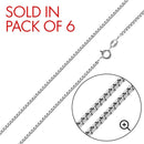 Caja de plata de ley 925 rodiada 015, cadenas de 0,8 mm (paquete de 6) - CH203 RH