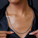 Rhodium Plated 925 Sterling Silver Diamond Cut Slash Round Box Chains 3.1mm - CH212D RH