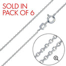 Silver 925 Rhodium Plated Diamond Cut Cable Rolo 020 Chains 0.9mm - CH220 RH