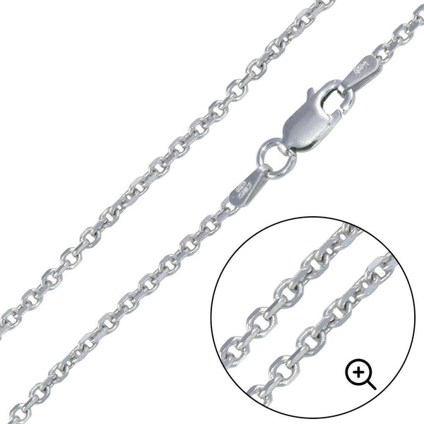 Silver 925 Rhodium Plated Diamond Cut Cable Rolo 060 Chains 2mm - CH223 RH | Silver Palace Inc.