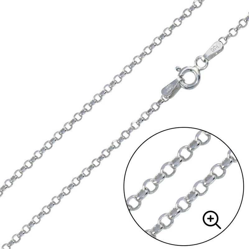 Silver 925 Rhodium Plated Rolo DC 020 Chain 1.3mm - CH227 RH | Silver Palace Inc.