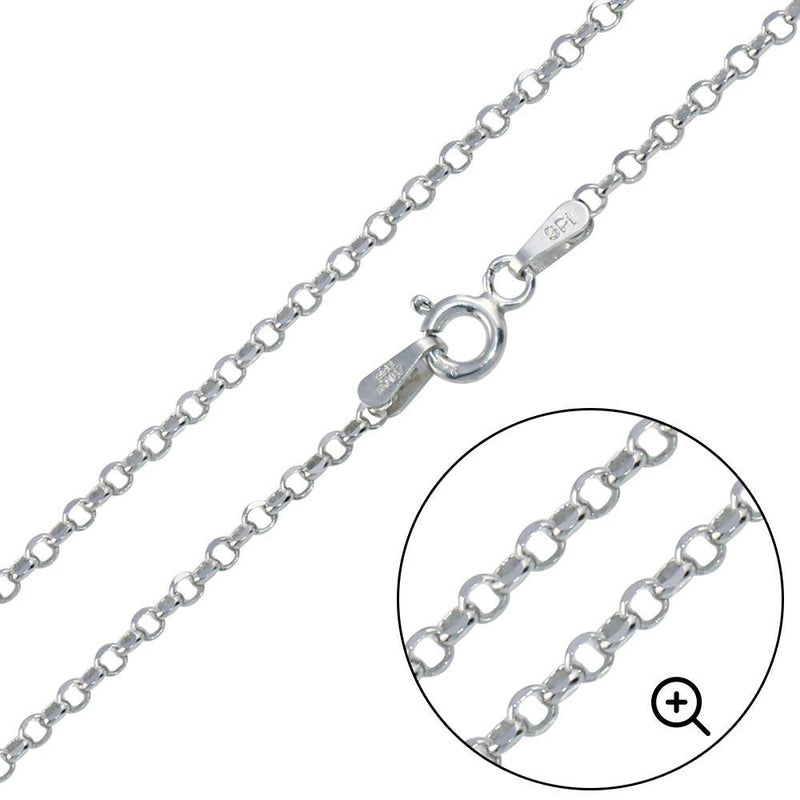 Silver 925 Rhodium Plated Rolo DC 030 Chain 2mm - CH228 RH | Silver Palace Inc.