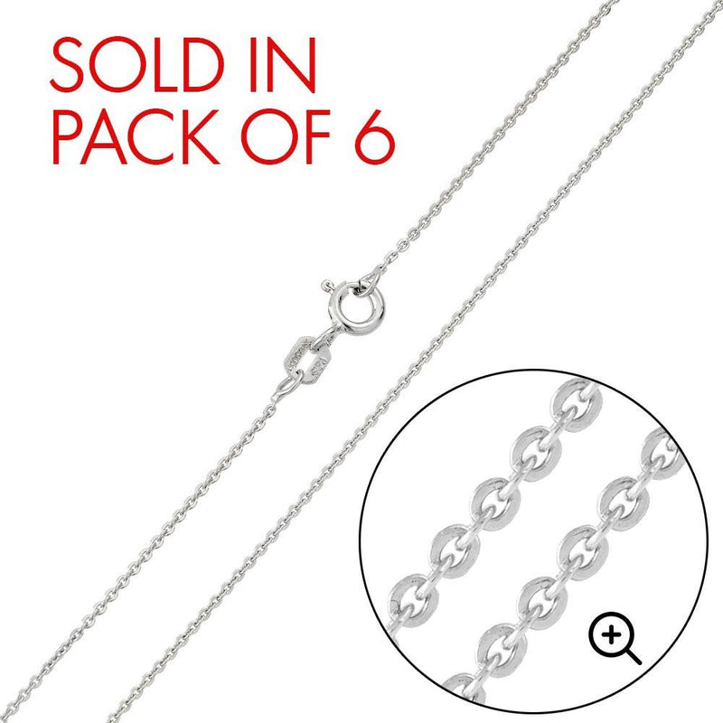 Silver 925 Rhodium Plated Small Oval DC Link 020 Chain 1mm - CH229 RH