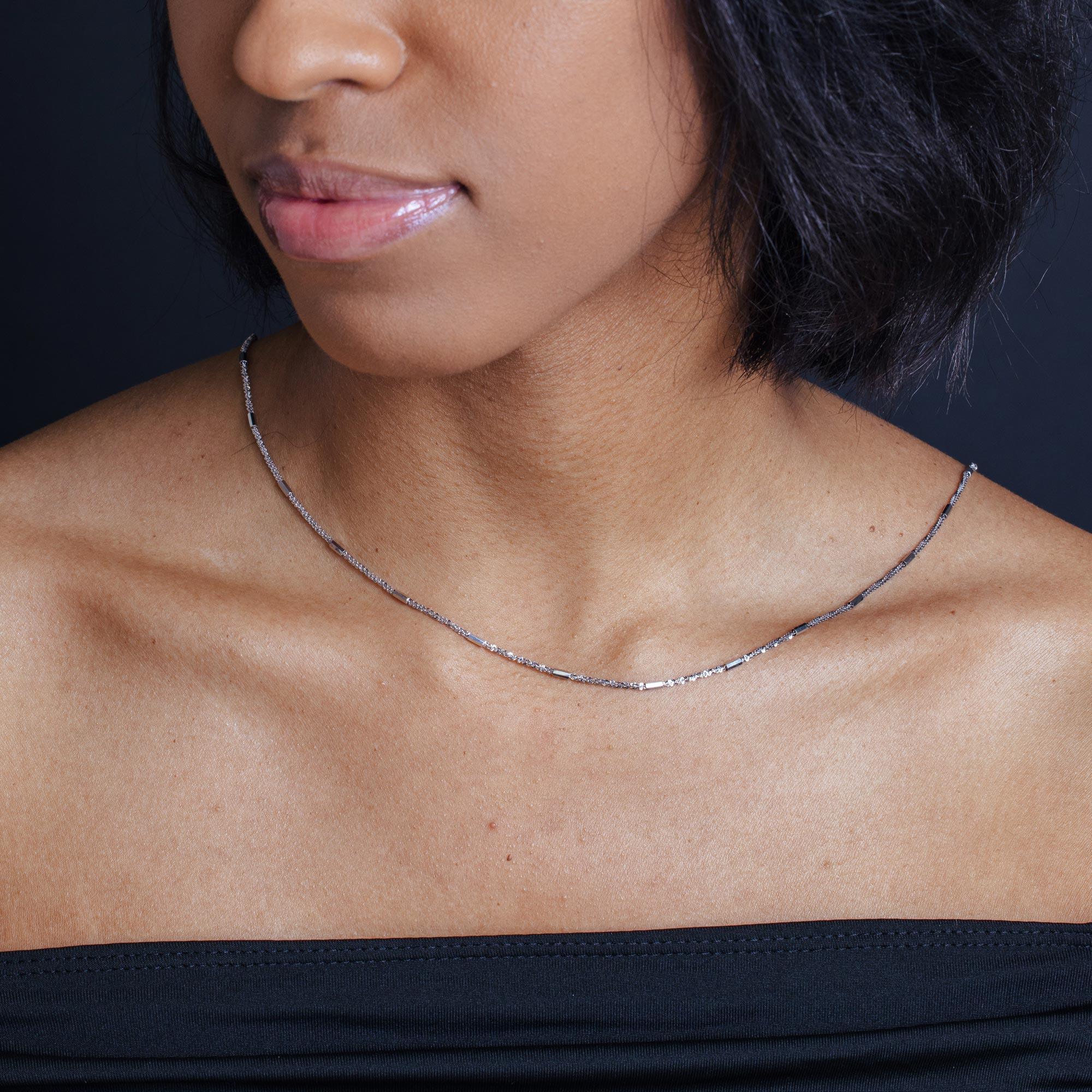 Rhodium Plated Tube Brite DC 030 Chain - CH143 RH