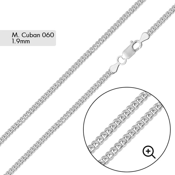 Silver 925 Rhodium Plated Miami Cuban 060 Chain Link 1.9mm - CH311 RH | Silver Palace Inc.