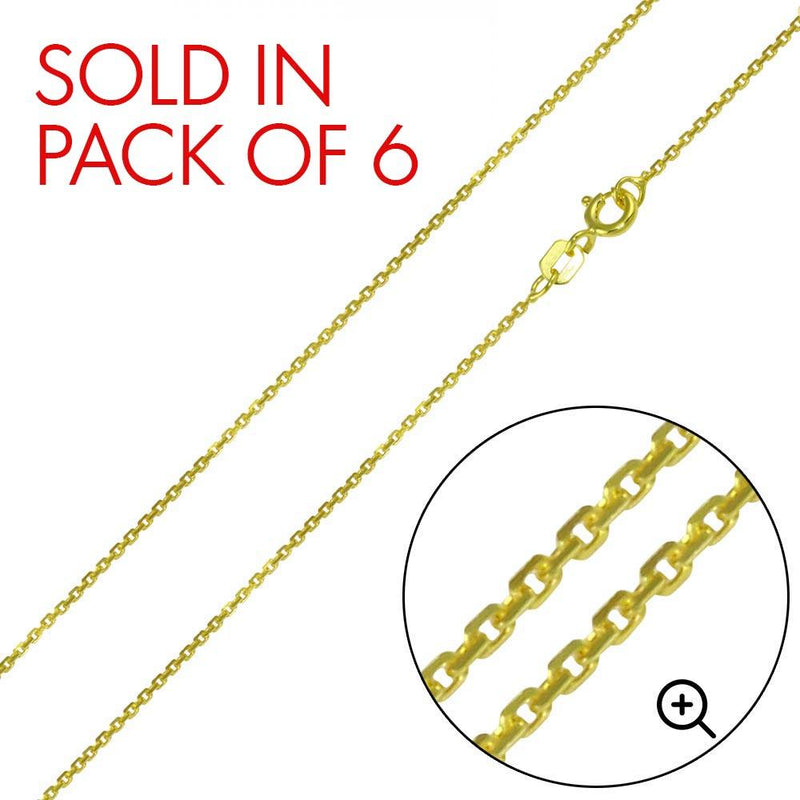 Silver Gold Plated Diamond Cut Cable Rolo Chains 0.9mm - CH332 GP