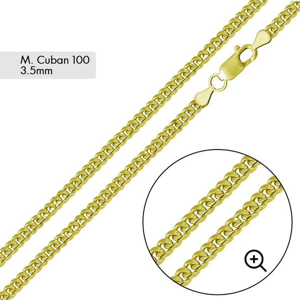 Silver 925 Gold Plated Miami Cuban 100 Chain Link 3.5mm - CH340 GP | Silver Palace Inc.