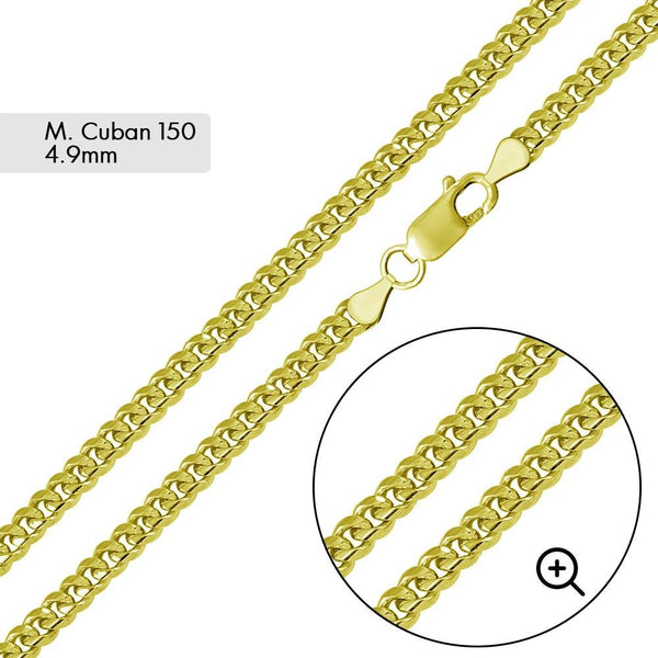 Silver 925 Gold Plated Miami Cuban 150 Chain Link 4.9mm - CH342 GP | Silver Palace Inc.