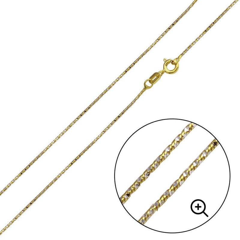 Silver 925 Gold Plated Round Snake DC Chain 0.8mm - CH361 GP | Silver Palace Inc.