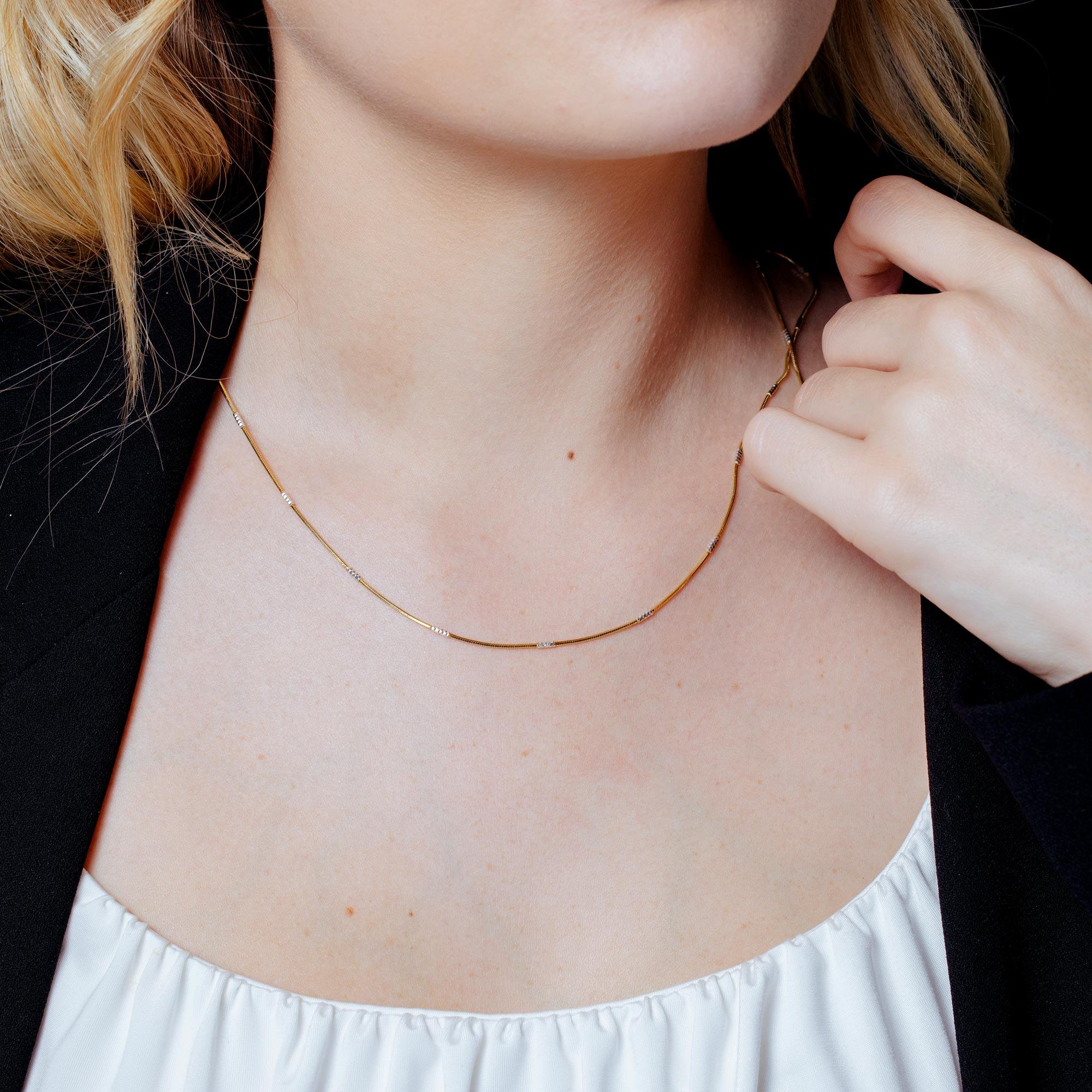 Silver 925 Gold Plated Snake Square with DC Tube Chain 1.4mm - CH362 GP