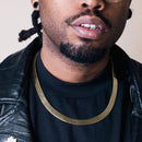 Cadena de espiga de plata de ley 925 bañada en oro de 7 mm - CH385 GP