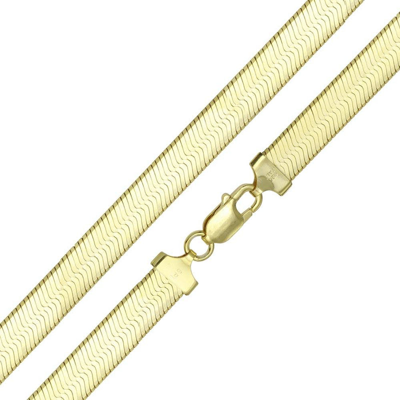 Silver 925 Gold Plated Herring Bone 100 Chain 9.4mm - CH386 GP | Silver Palace Inc.