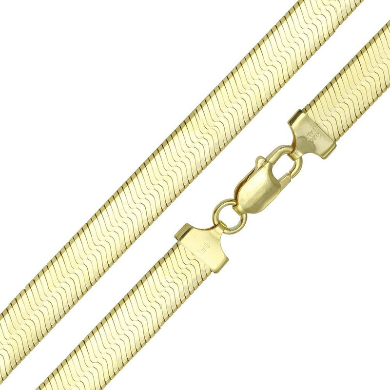 Silver 925 Gold Plated Herring Bone Chain 9.6mm - CH387 GP | Silver Palace Inc.