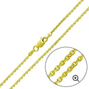 Silver Gold Plated Diamond Cut Cable Rolo Chains 040 Chain 2.6mm - CH389 | Silver Palace Inc.
