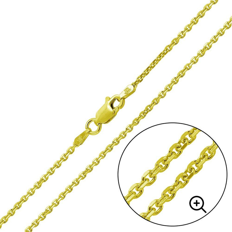 Silver Gold Plated Diamond Cut Cable Rolo Chains 040 Chain 2.6mm - CH389 | Silver Palace Inc.