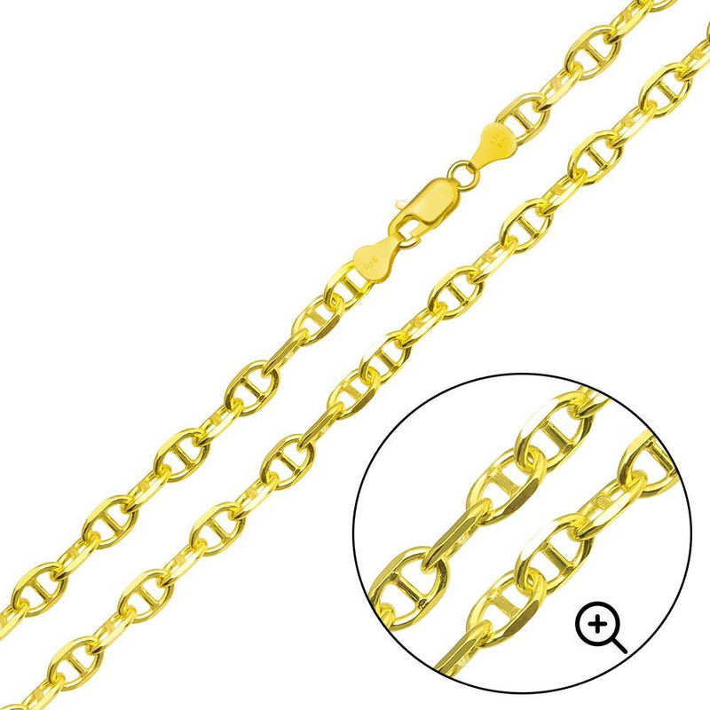 Silver Gold Plated Cross Marina Chain 6mm - CH396 GP | Silver Palace Inc.