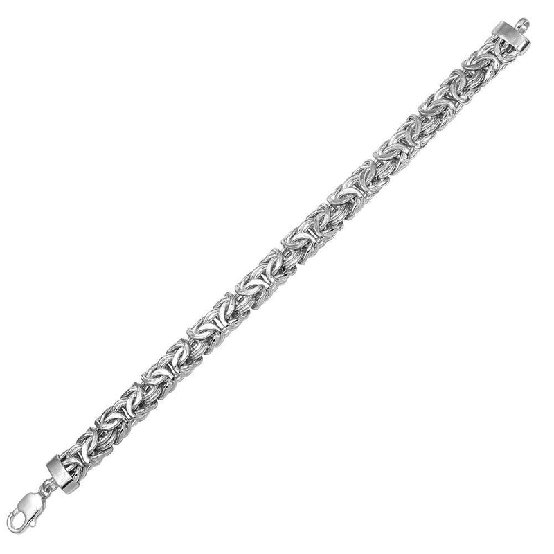 Silver 925 Rhodium Plated Flat Byzantine Bracelet 11mm - CH431B RH | Silver Palace Inc.