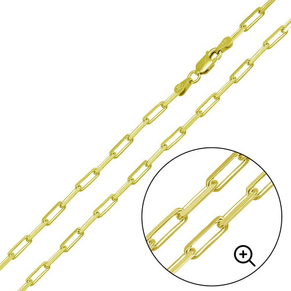 Silver 925 Gold Plated Paperclip Link Chain 2.8mm - CH460 GP | Silver Palace Inc.