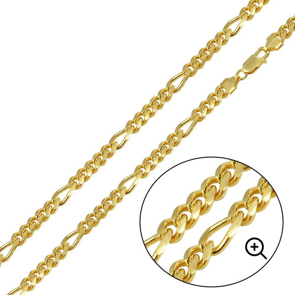 Silver 925 Gold Plated Figaro Cuban Chain 6mm - CH465GP | Silver Palace Inc.