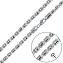 Silver 925 Platinum Plated Barrel Crystal Chain 4mm - CH472 PL | Silver Palace Inc.