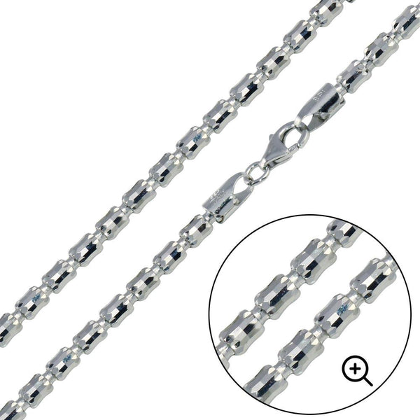 Silver 925 Platinum Plated Barrel Crystal Chain 4mm - CH472 PL | Silver Palace Inc.