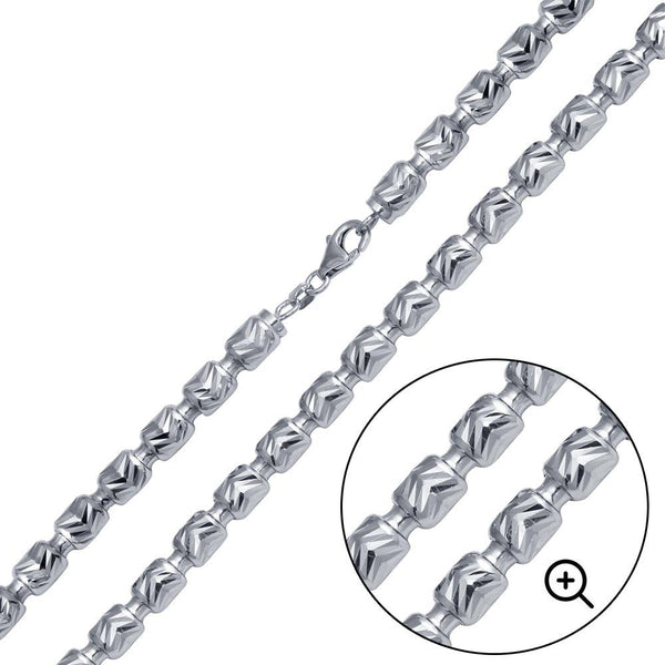 Silver 925 Platinum Plated Barrel Arrow Chain 6mm - CH473 PL | Silver Palace Inc.