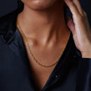 Cadena o pulsera de eslabones ovalados con clip de papel de plata de ley 925 bañada en oro de 3,1 mm - CH484 GP