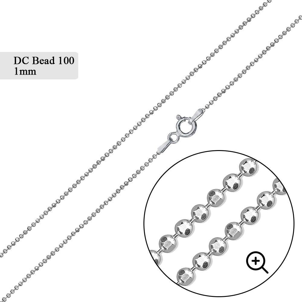 Diamond Cut Bead 100 Chains 1mm - CH500 | Silver Palace Inc.
