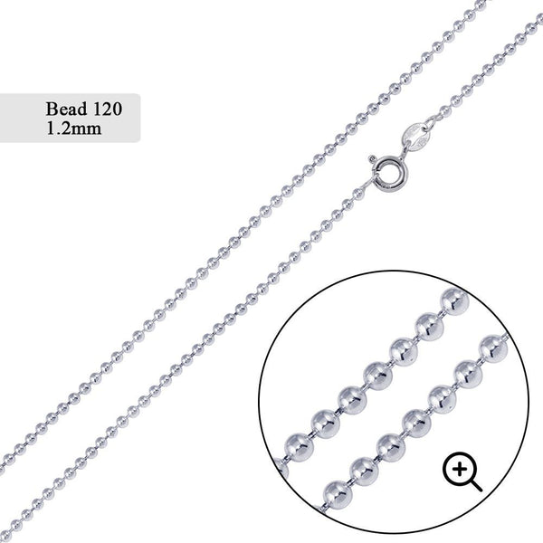 Bead 120 Chain 1.2mm - CH504 | Silver Palace Inc.