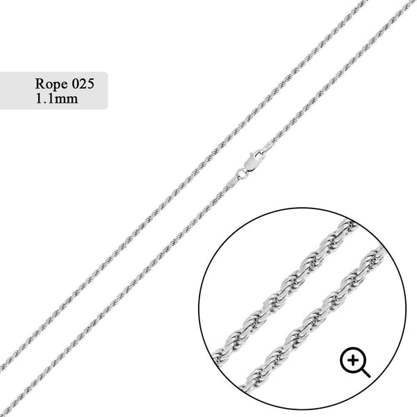 Rope 025 Chain 1.1mm - CH521 | Silver Palace Inc.