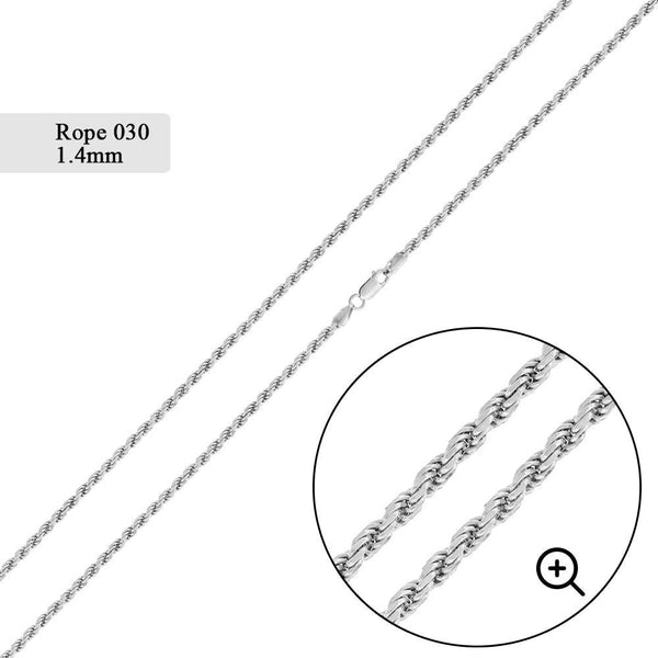 Rope 030 Chain 1.4mm - CH522 | Silver Palace Inc.
