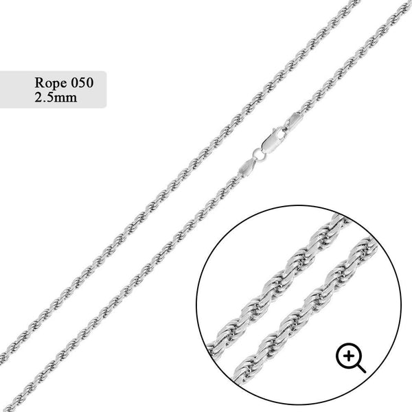 Rope 050 Chain 2.5mm - CH525 | Silver Palace Inc.