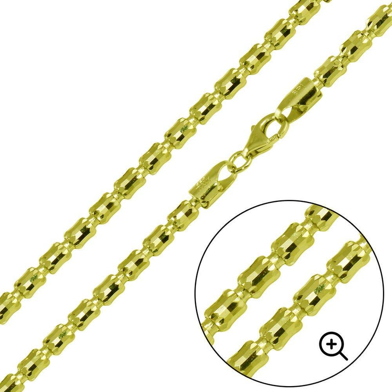 Silver 925 Gold Plated Barrel Crystal Chain 4mm - CH538 GP | Silver Palace Inc.