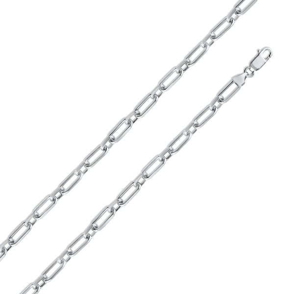 Rhodium Plated 925 Sterling Silver Paperclip Alternating Link Chain 6mm - CH541 RH | Silver Palace Inc.