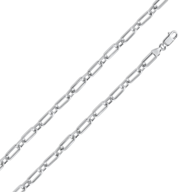 Rhodium Plated 925 Sterling Silver Paperclip Alternating Link Chain 6mm Ch541 Rh Silver 