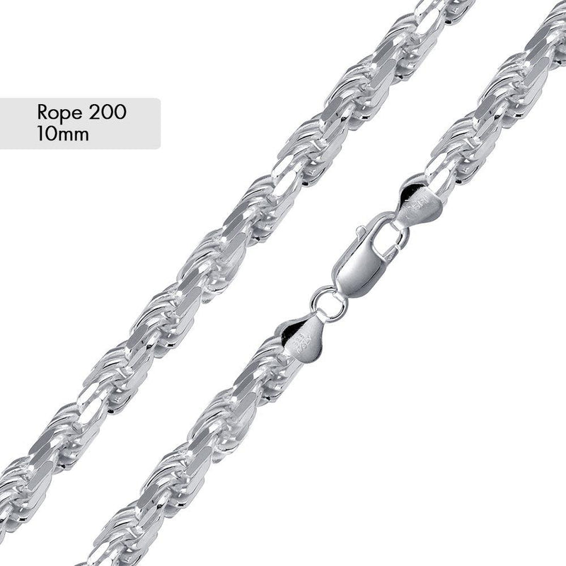 Rope Diamond Cut 200 Chain 10mm - CH547 | Silver Palace Inc.