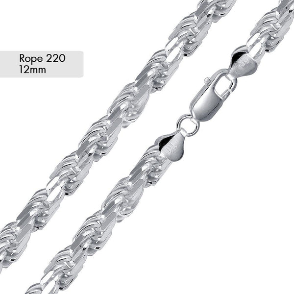 Rope Diamond Cut 220 Chain 12mm - CH548 | Silver Palace Inc.