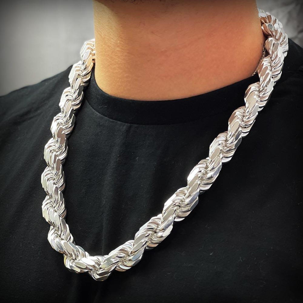 Silver Rope Chain Mens Silver Chain With Diamonds Rope Chain