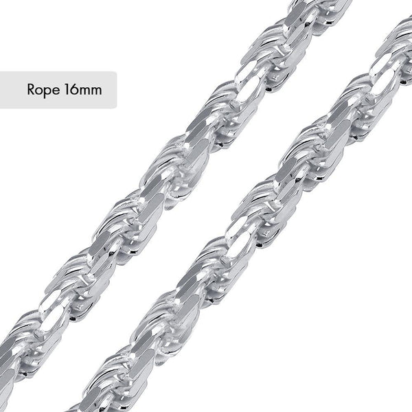 Rope Diamond Cut Chain 16mm - CH549 | Silver Palace Inc.
