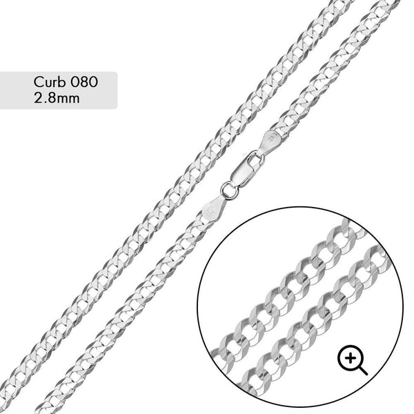 Curb 080 Chain 2.8mm - CH615 | Silver Palace Inc.