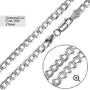 Curb 200 1 Side Diamond Cut 1 Side Plain Chain 7.9mm - CH631 | Silver Palace Inc.