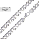 Curb 300 1 Side Diamond Cut 1 Side Plain Chain 10.8mm - CH634 | Silver Palace Inc.