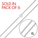 CH708 - Silver Diamond Cut Cable Rolo 020 Chains 0.9mm (Pk of 6)