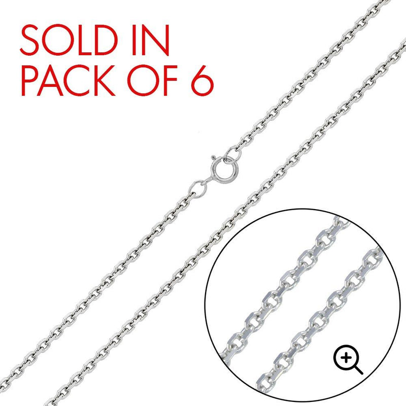 CH708 - Cadenas Rolo 020 tipo cable con corte de diamante en plata de 0,9 mm (paquete de 6)